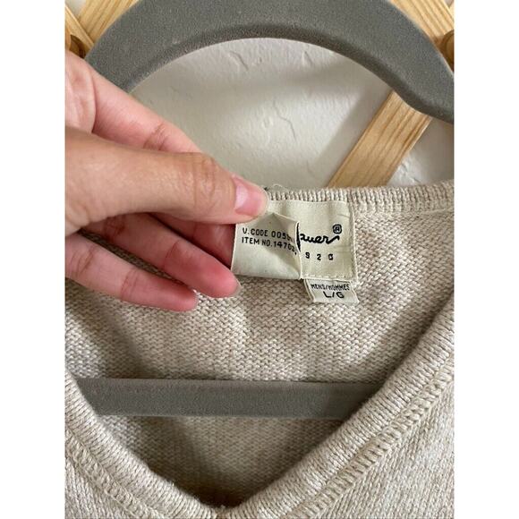 Eddie Bauer Sweater Mens Large Vintage Blank Ribbed Knit V-Neck Heather Brown - Picture 3 of 6